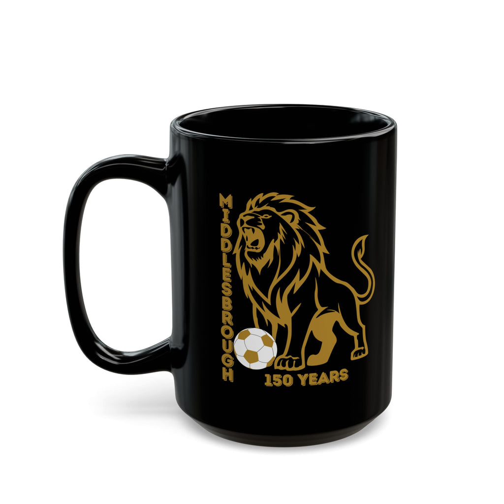 Middlesbrough Lion Soccer Mug — 150 Years Commemorative Black Coffee Cup (11oz/15oz)