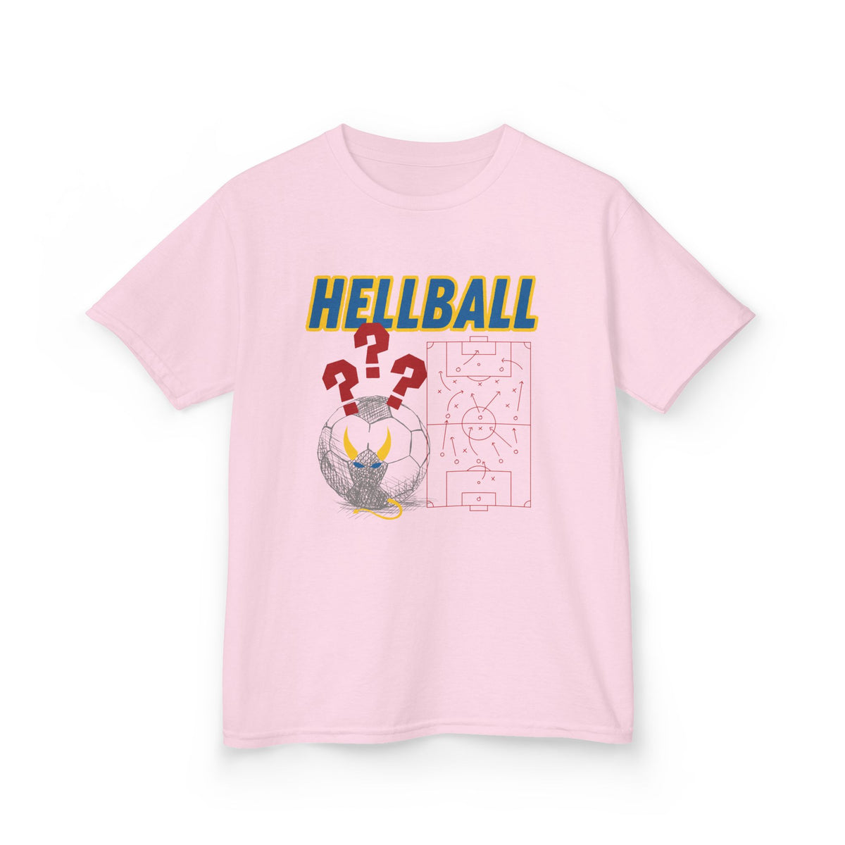 Kids T‑Shirt — "HELLBALL" Graphic Tee with Demon Ball and Game Plan