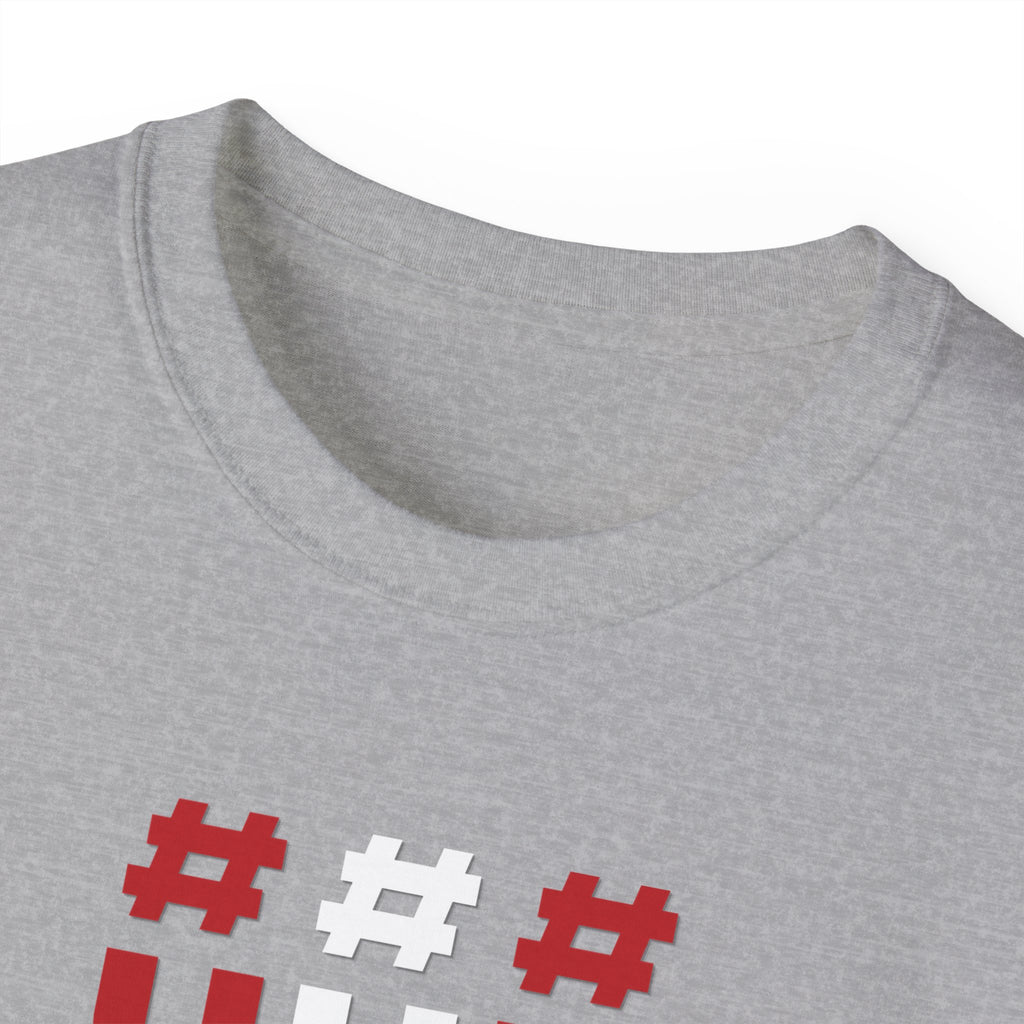 Tripple Vertical '#UTFB' Graphic Tee — Red & White Minimalist Design