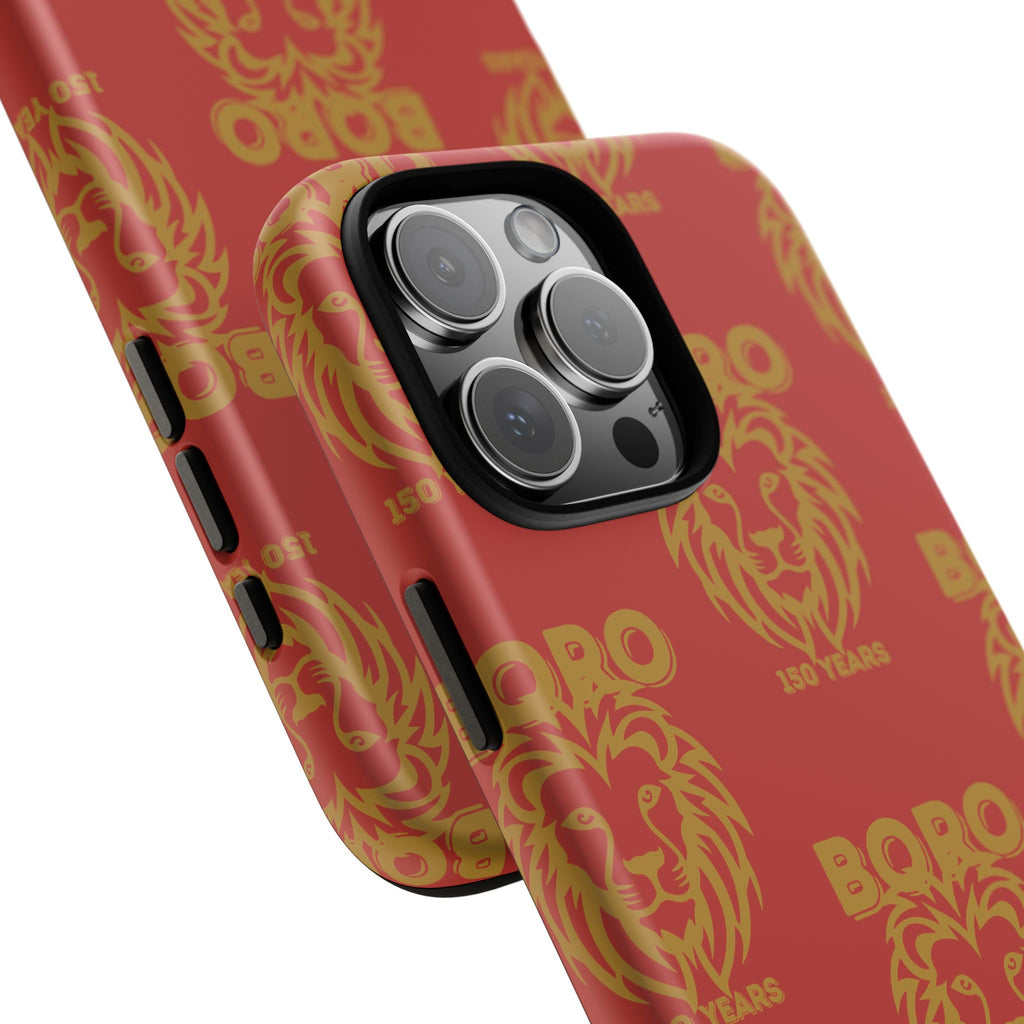 BORO Gold on red Lion Head Phone Case — Red 150 years Pattern Protective Case