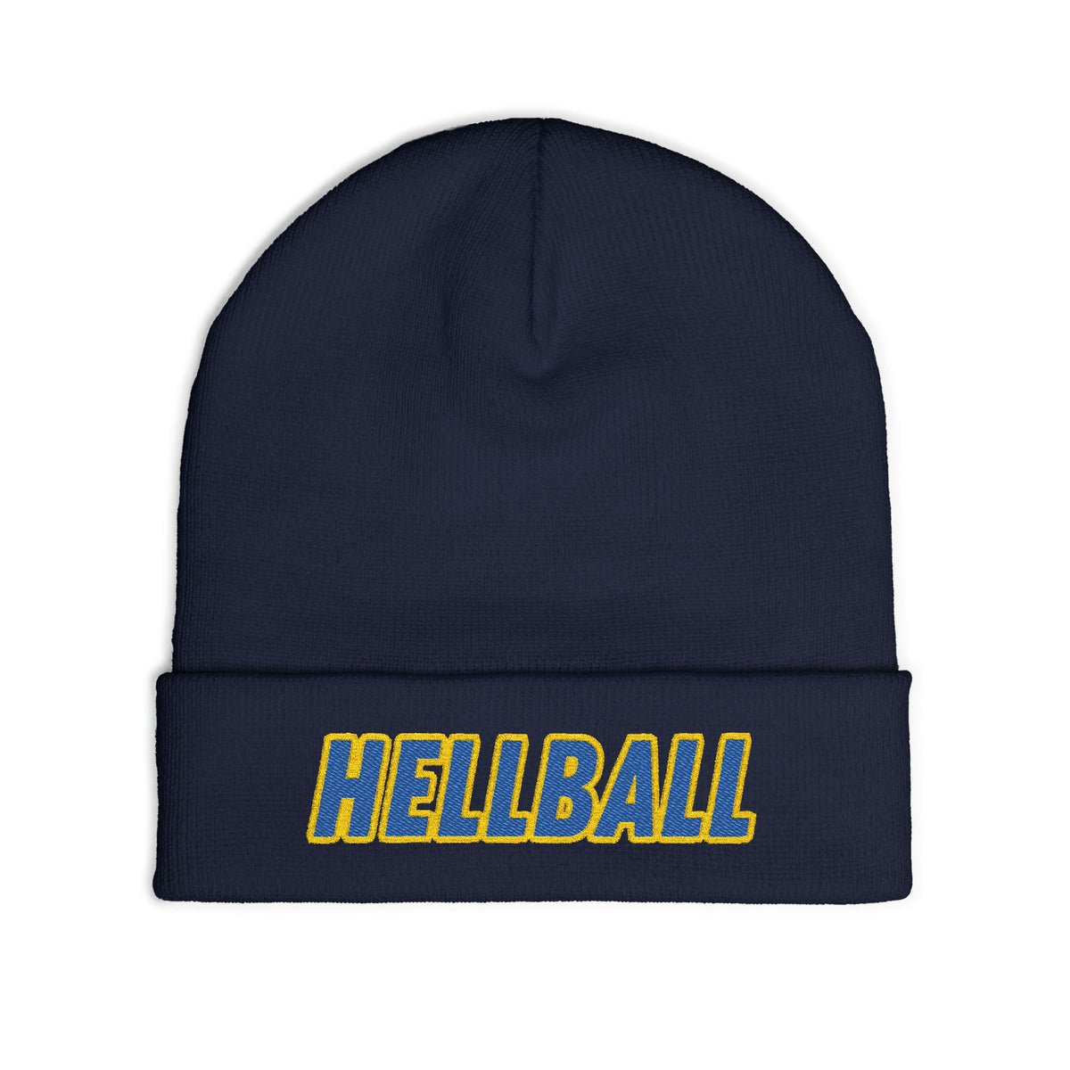 BORO Embroidered "HELLBALL" Knit Beanie - Bold Lettering Winter Hat