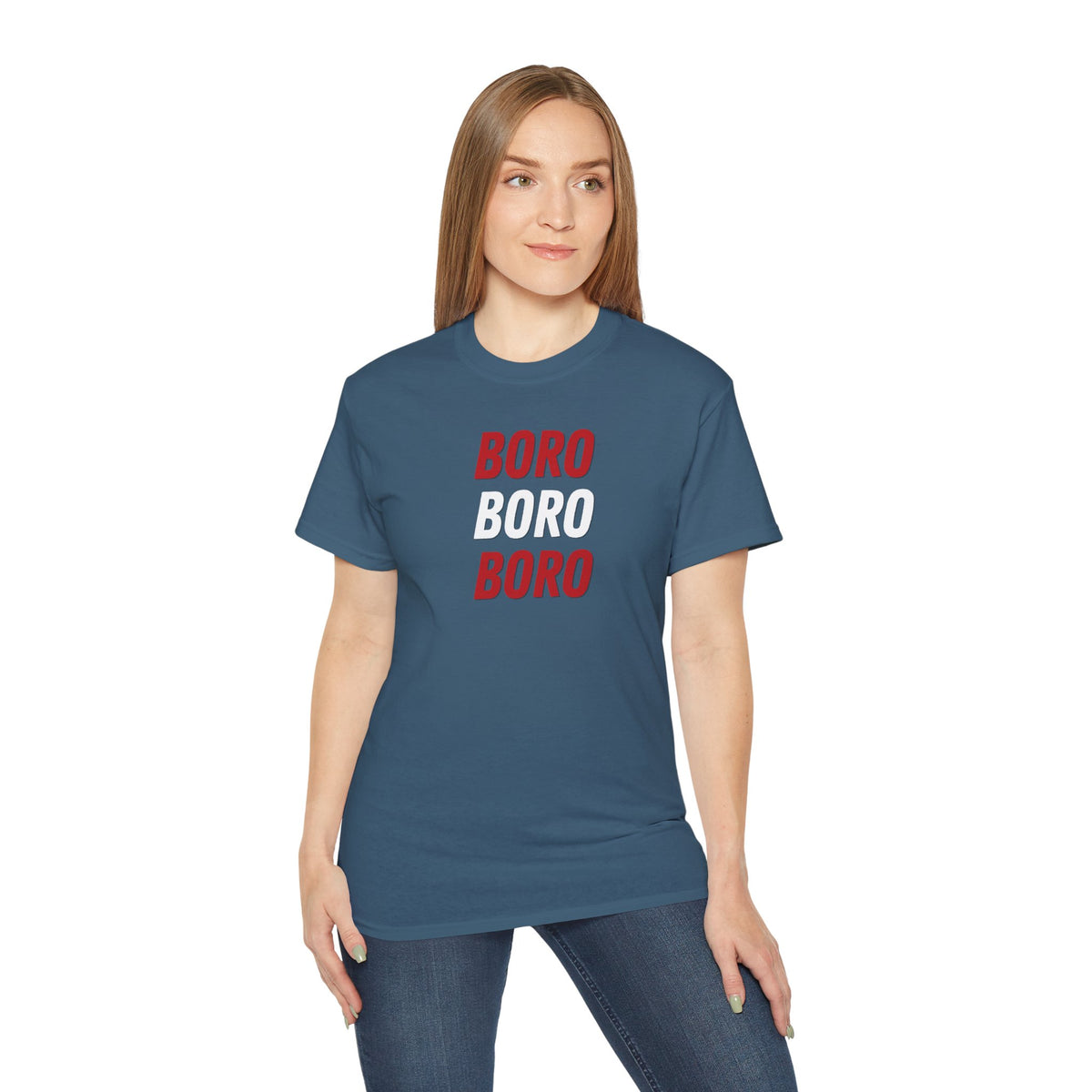 Boro Boro Boro Graphic Tee — Retro Red Logo Cotton T-Shirt