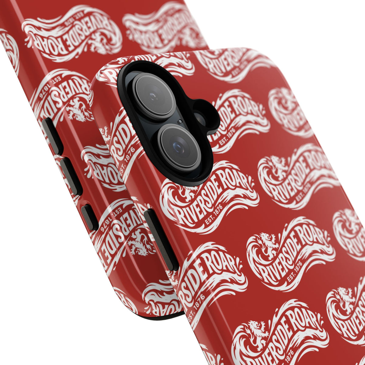Riverside Roar Patterned Tough Case (White on Red) iPhone & Samsung