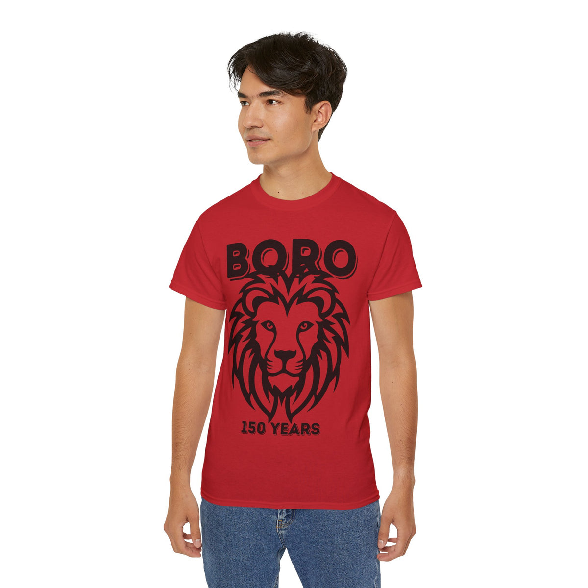 LARGE Black/Red Lion Mascot Tee – BORO 150 Years Commemorative T-Shirt