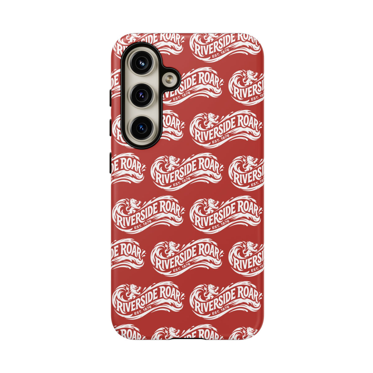 Riverside Roar Patterned Tough Case (White on Red) iPhone & Samsung