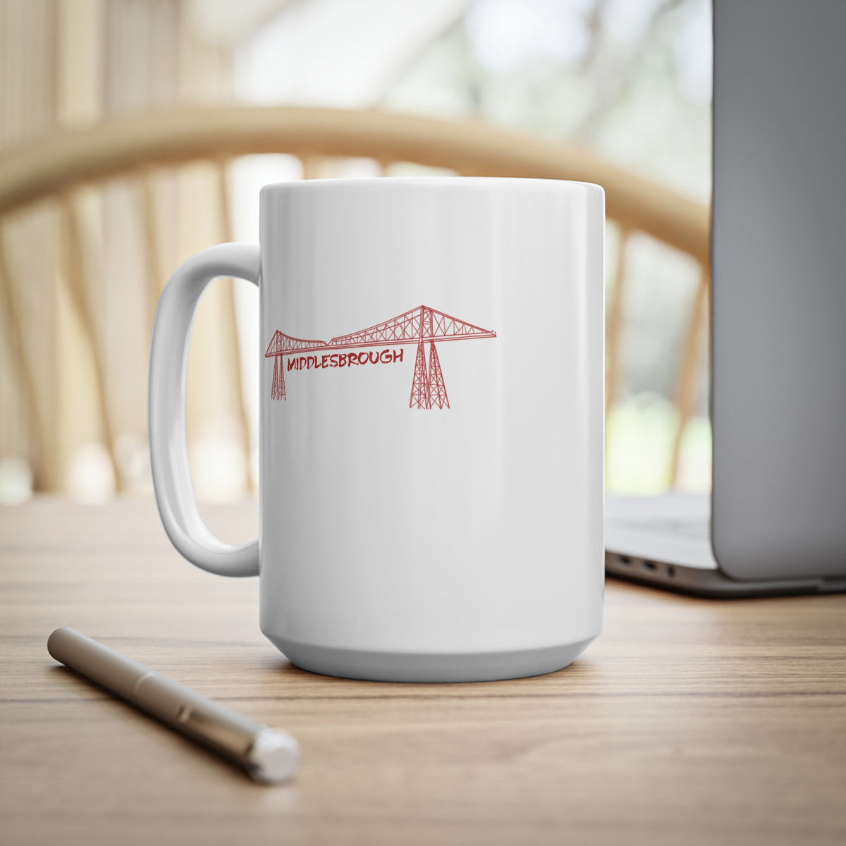 Middlesbrough Transporter Bridge Sketch Ceramic Mug — 11oz & 15oz Coffee Cup