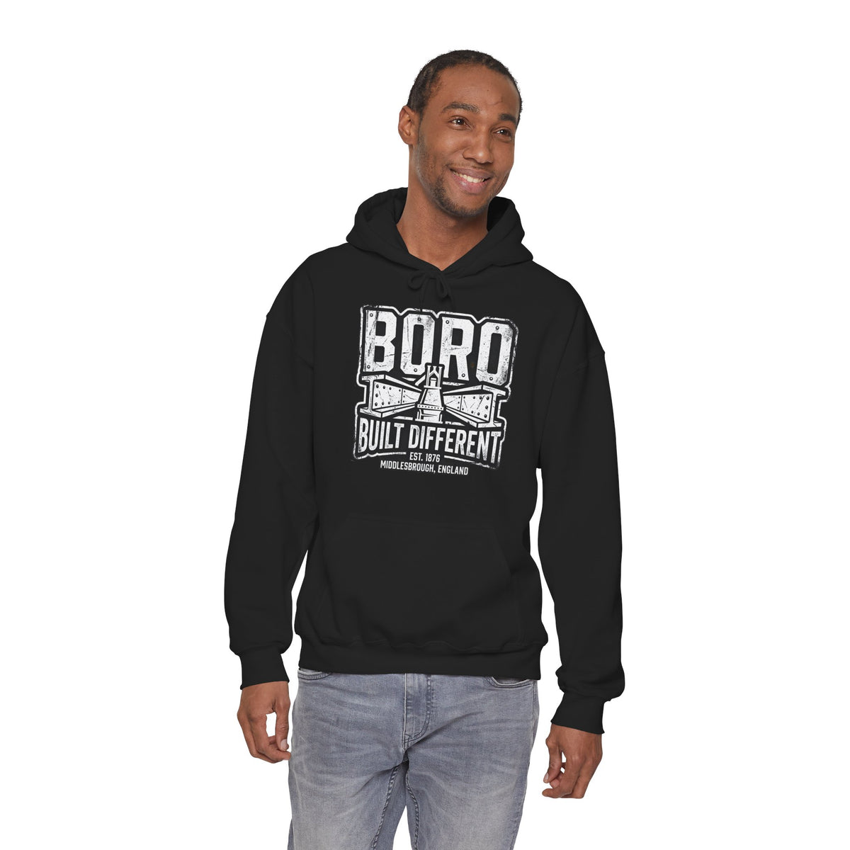 Boro Built Different Hoodie — Middlesbrough Proud Graphic Sweatshirt 'front print'