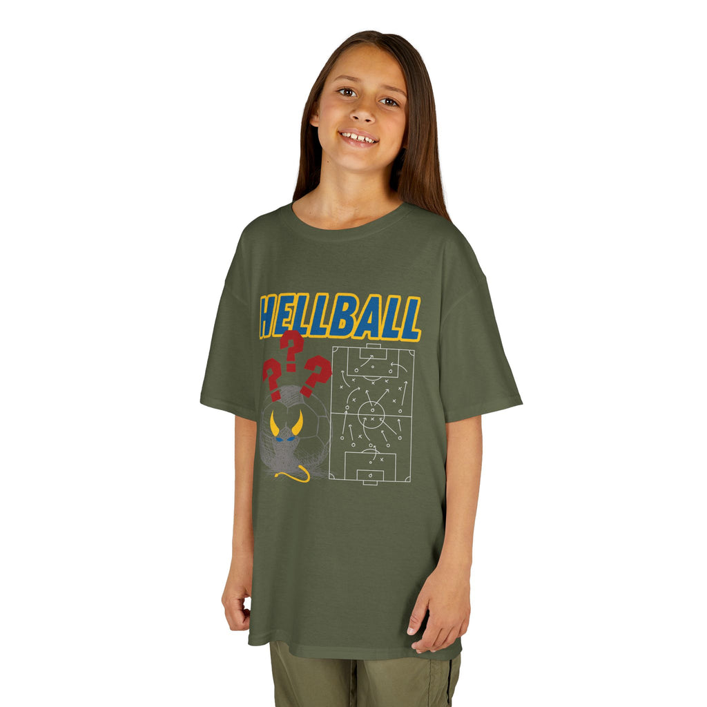 Kids T‑Shirt — "HELLBALL" Graphic Tee with Demon Ball and Game Plan
