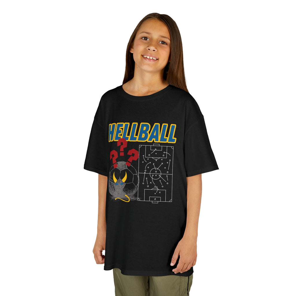 Kids T‑Shirt — "HELLBALL" Graphic Tee with Demon Ball and Game Plan