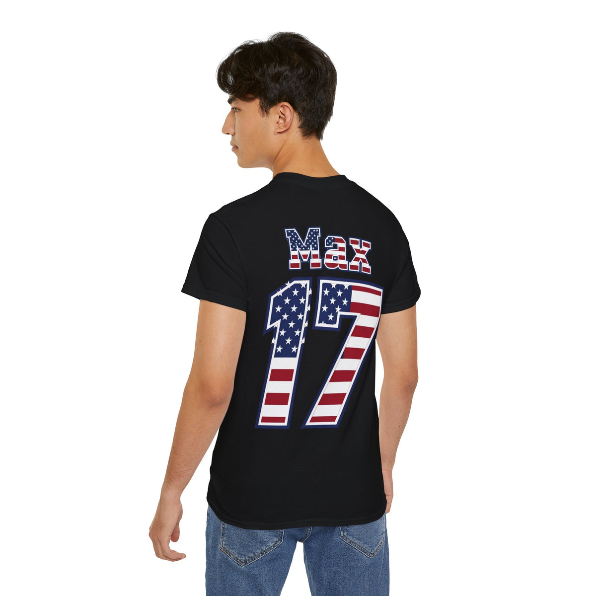 Max Arfsten Number 17 USA Flag Shirt for the BORO 'back print only'