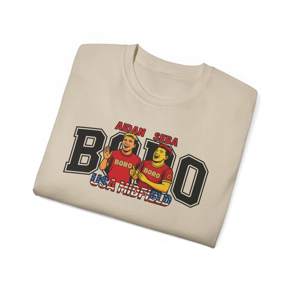 American Midfield — "Aidan & Seba, Boro's USA Midfield" Graphic T-Shirt