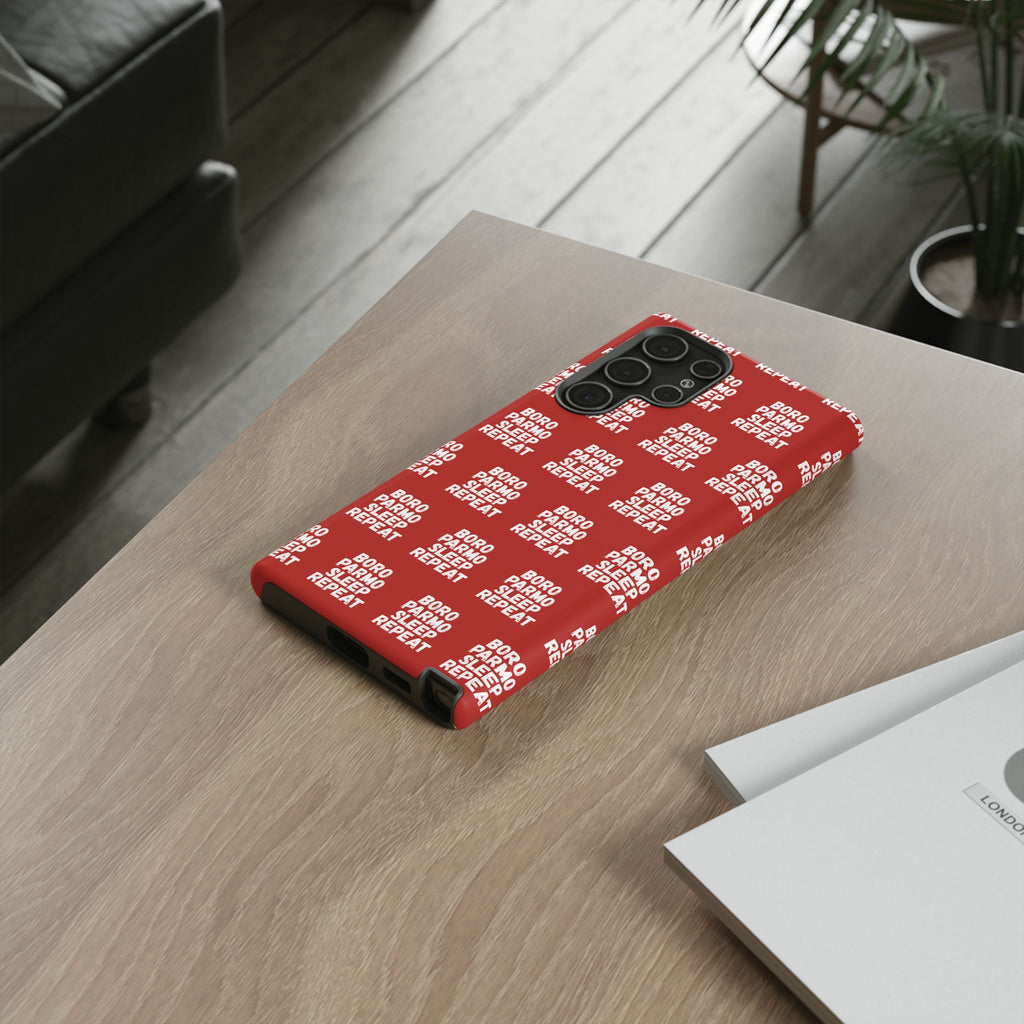 "BORO PARMO SLEEP REPEAT" Phone Case — Red Pattern Tough Case