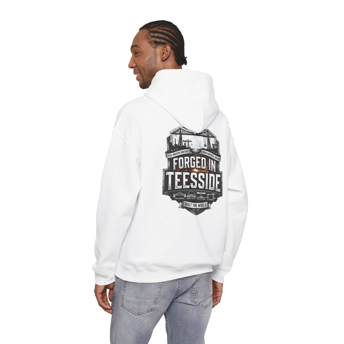 Forged in Teesside Hoodie — Industrial Teesside Pride Sweatshirt 'back print'