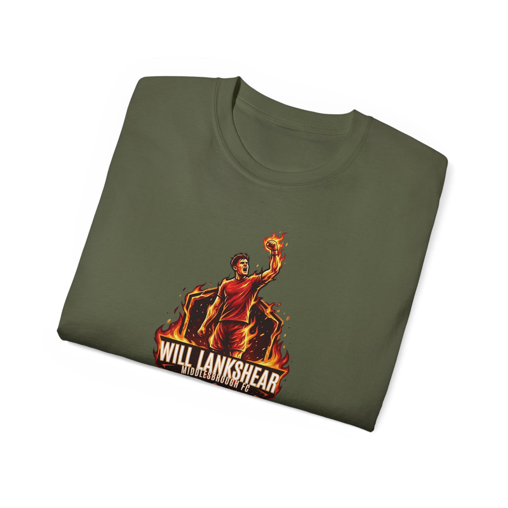 Adult T-Shirt — "Will Lankshear" On Fire Tee Boro, Middlesbroughfc