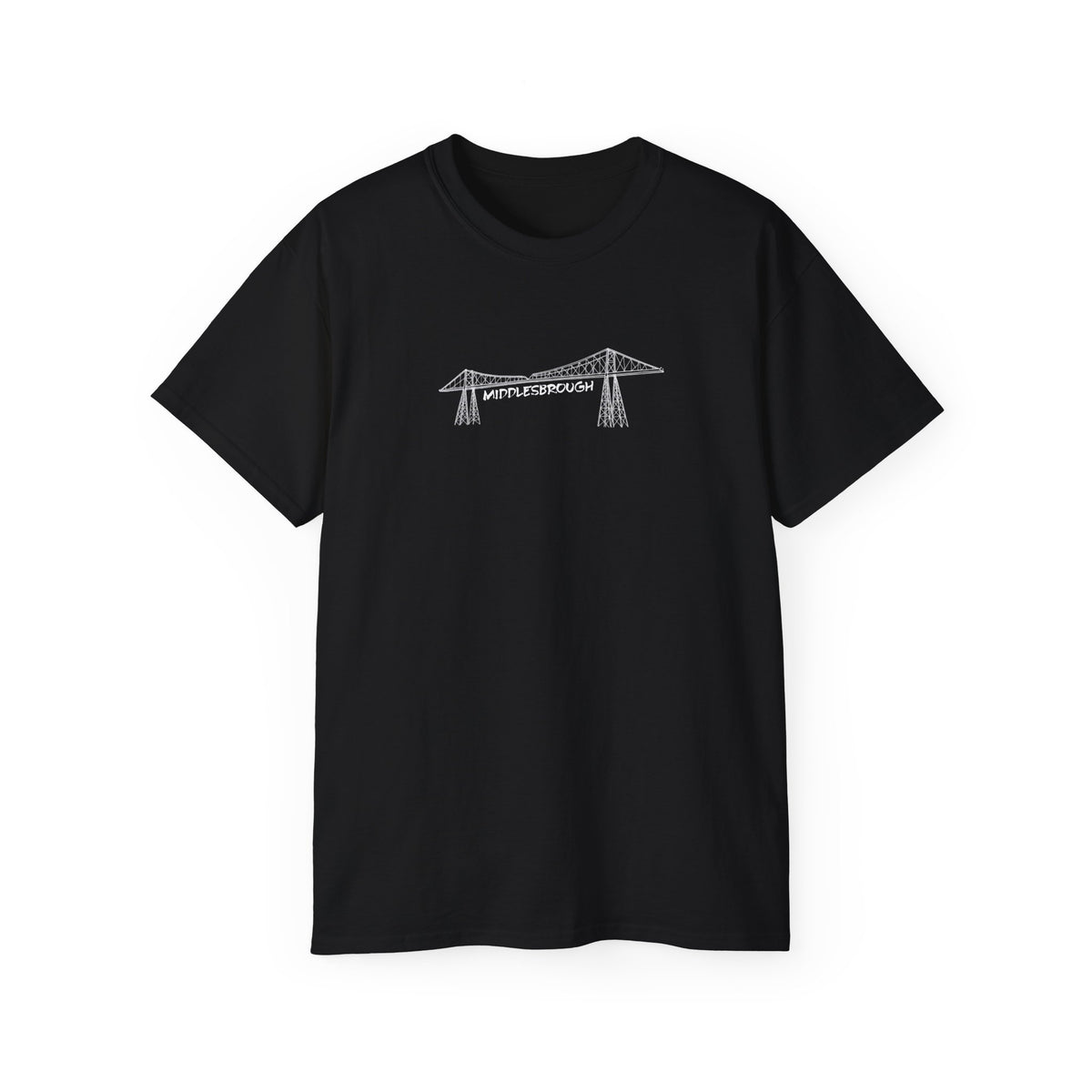 Transporter Bridge Sketch T‑Shirt — Minimalist Hand‑Drawn Middlesbrough Bridge Design