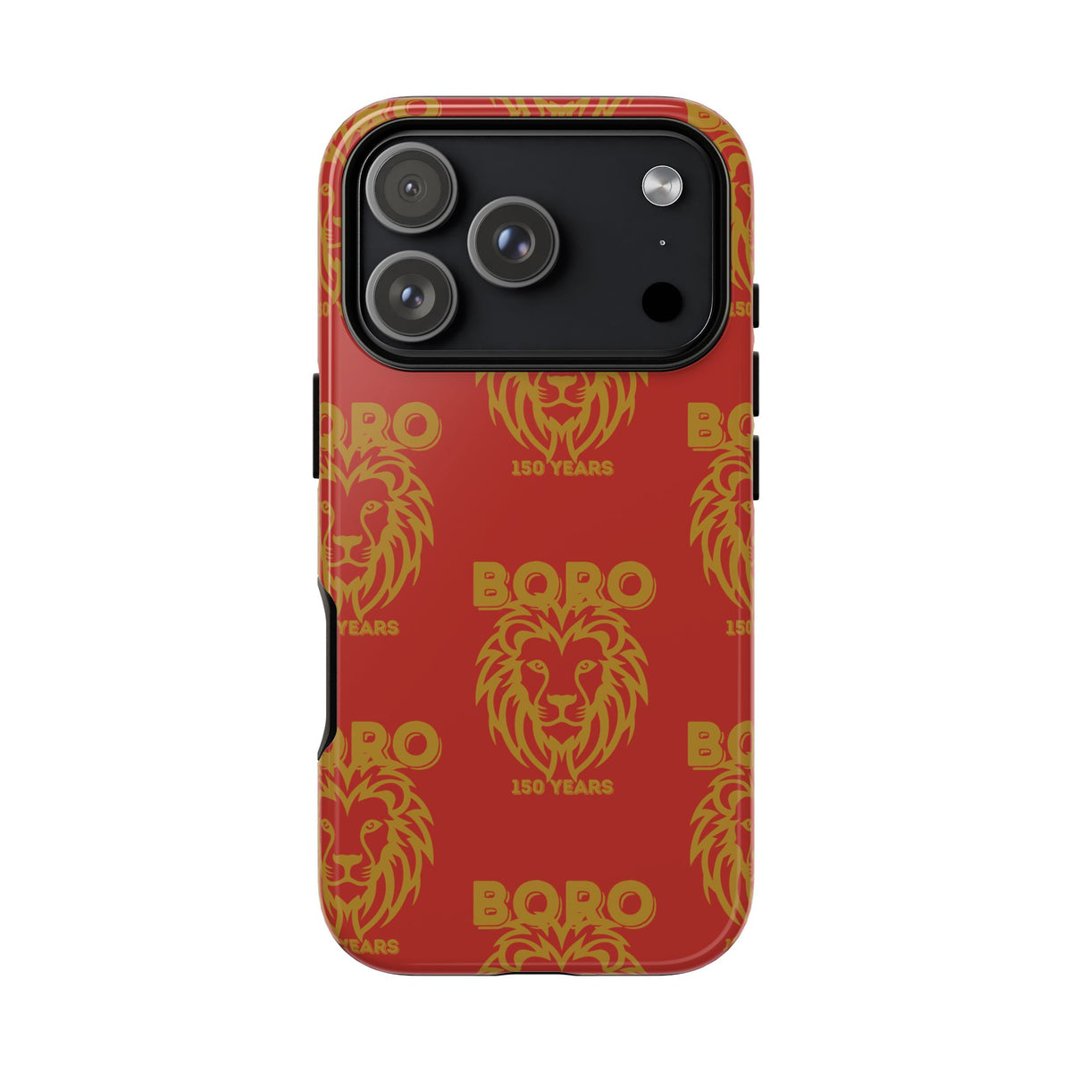 BORO Gold on red Lion Head Phone Case — Red 150 years Pattern Protective Case