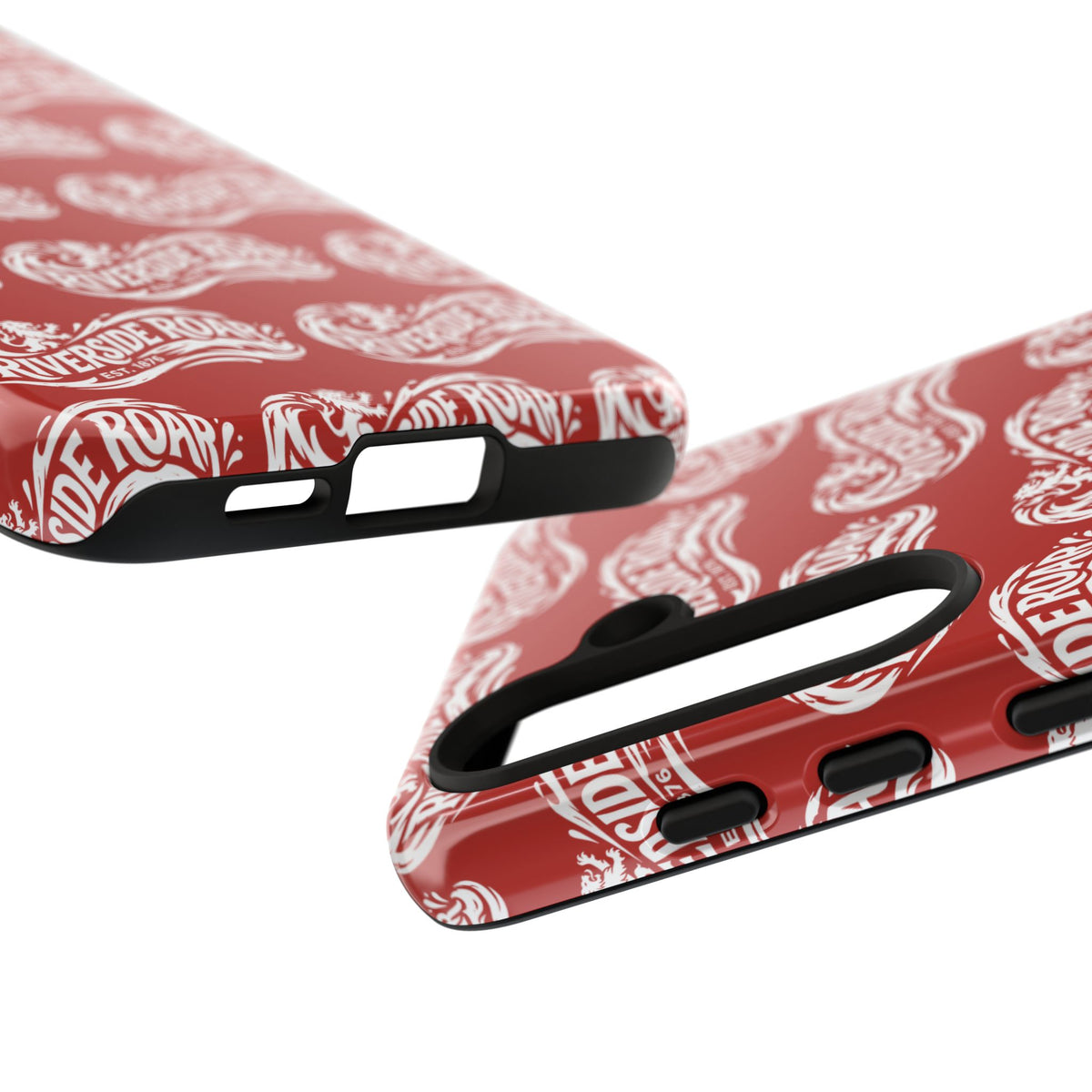 Riverside Roar Patterned Tough Case (White on Red) iPhone & Samsung