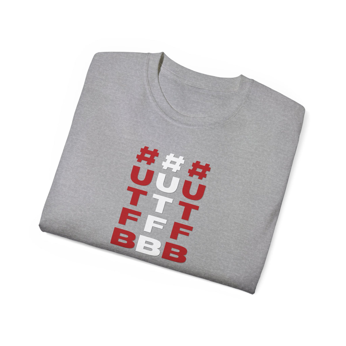 Tripple Vertical '#UTFB' Graphic Tee — Red & White Minimalist Design