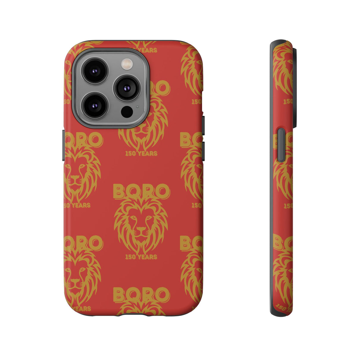 BORO Gold on red Lion Head Phone Case — Red 150 years Pattern Protective Case